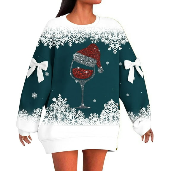 Christmas Sweaters for Women Winter Pullover Long Sleeve Crewneck Santa Snowman Knit Jumper