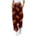 thumbnail image 1 of Christmas Sweatpants for Women Casual Loose Fitting Drawstring Elastic Waist Cute Print Athletic Joggers Pants with Pockets,Wine,M, 1 of 4