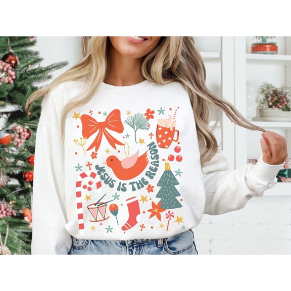 Christmas Sweatshirt, Boho Christmas Shirt, Womens Christmas Sweater, Christmas Crewneck, Holiday Sweatshirt