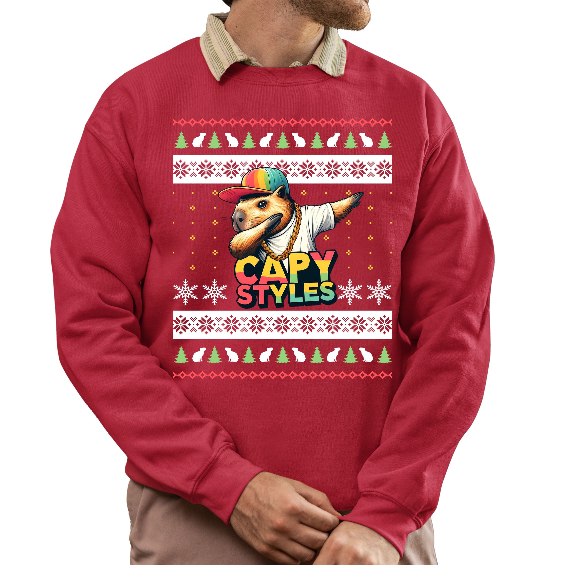 Sweat-shirt Drôle Capybara Noël - Marque PINEHART, Taille XS Unisexe Adulte, Neuf Avec étiquettes