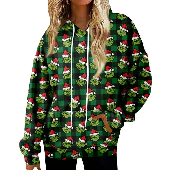 Christmas Sweatshirt Christmas Letter Print Sweatshirt Casual Pullover Green XL