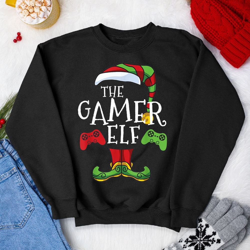 Christmas Sweatshirt, Christmas Party Sweatshirt, Gamer Elf Family