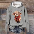 thumbnail image 1 of Christmas Sweatshirt Cow Print Pullover Hoody Festive Holiday Western Graphic Hooded Top Hoodie Women Grey XXXL, 1 of 4