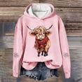 thumbnail image 1 of Christmas Sweatshirt Cow Print Pullover Hoody Festive Holiday Western Graphic Hooded Top Womens Hoodies Pink L, 1 of 4