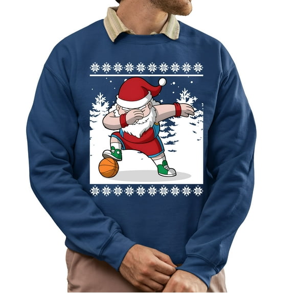 Christmas Sweatshirt, Dabbing Santa Basketball Christmas Sweatshirt, Funny Ugly Holiday Sweatshirt, Xmas Gift for Basketball Players & Fans