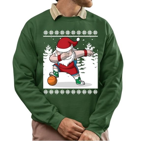 Christmas Sweatshirt, Dabbing Santa Basketball Christmas Sweatshirt, Funny Ugly Holiday Sweatshirt, Xmas Gift for Basketball Players & Fans