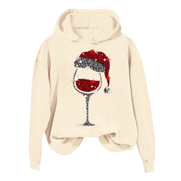 Christmas Sweatshirt Fall Winter Printed Women'S Hooded Hoody Women Hoodies Beige S