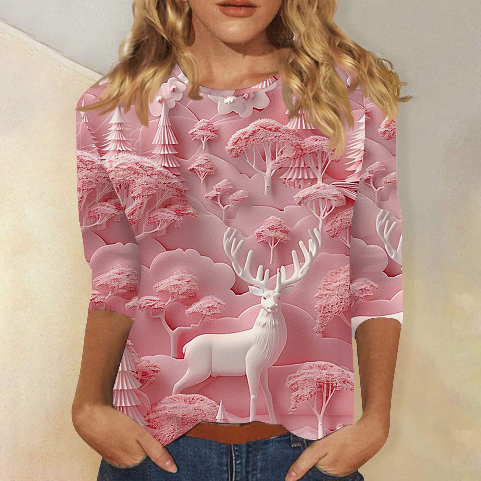 Christmas Sweatshirt For Women Versatile Round Neck Blouse Funny