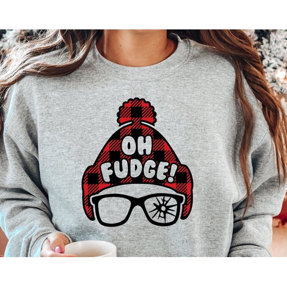 Christmas Sweatshirt, Funny Holiday Crewneck, Oh Fudge Retro Christmas Shirt, Trendy Winter Gift Top