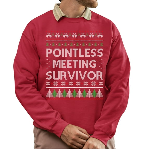 Christmas Sweatshirt, Funny Ugly Holiday Sweater, Pointless Meeting Survivor Christmas Sweatshirt, Funny Holiday Sweater, Office Party Gift