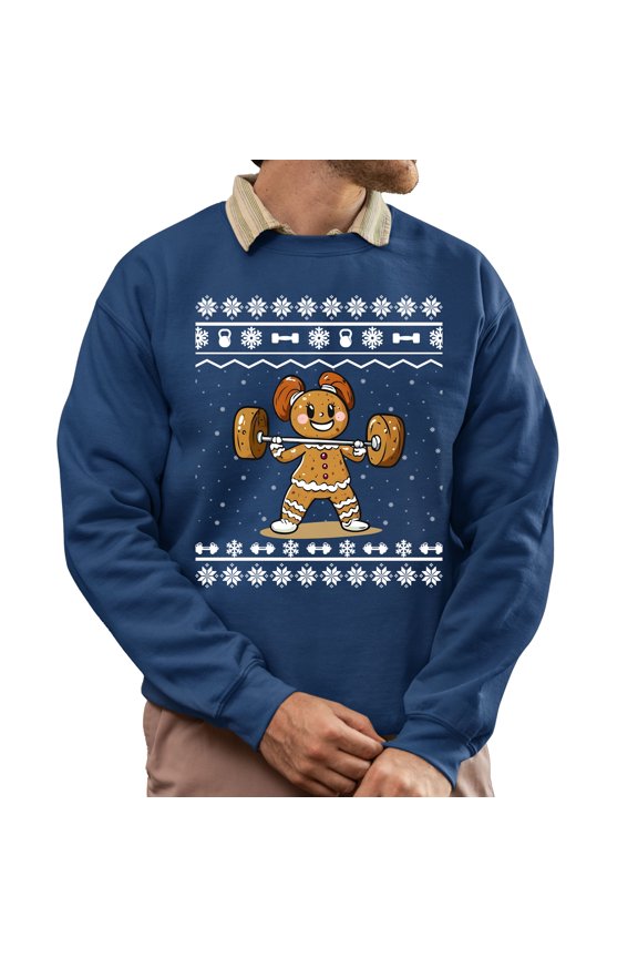 Christmas Sweatshirt, Gingerbread Lifter Christmas Sweatshirt, Funny Weightlifting Ugly Holiday Jumper, Festive Gym Lover Gift for Men & Women