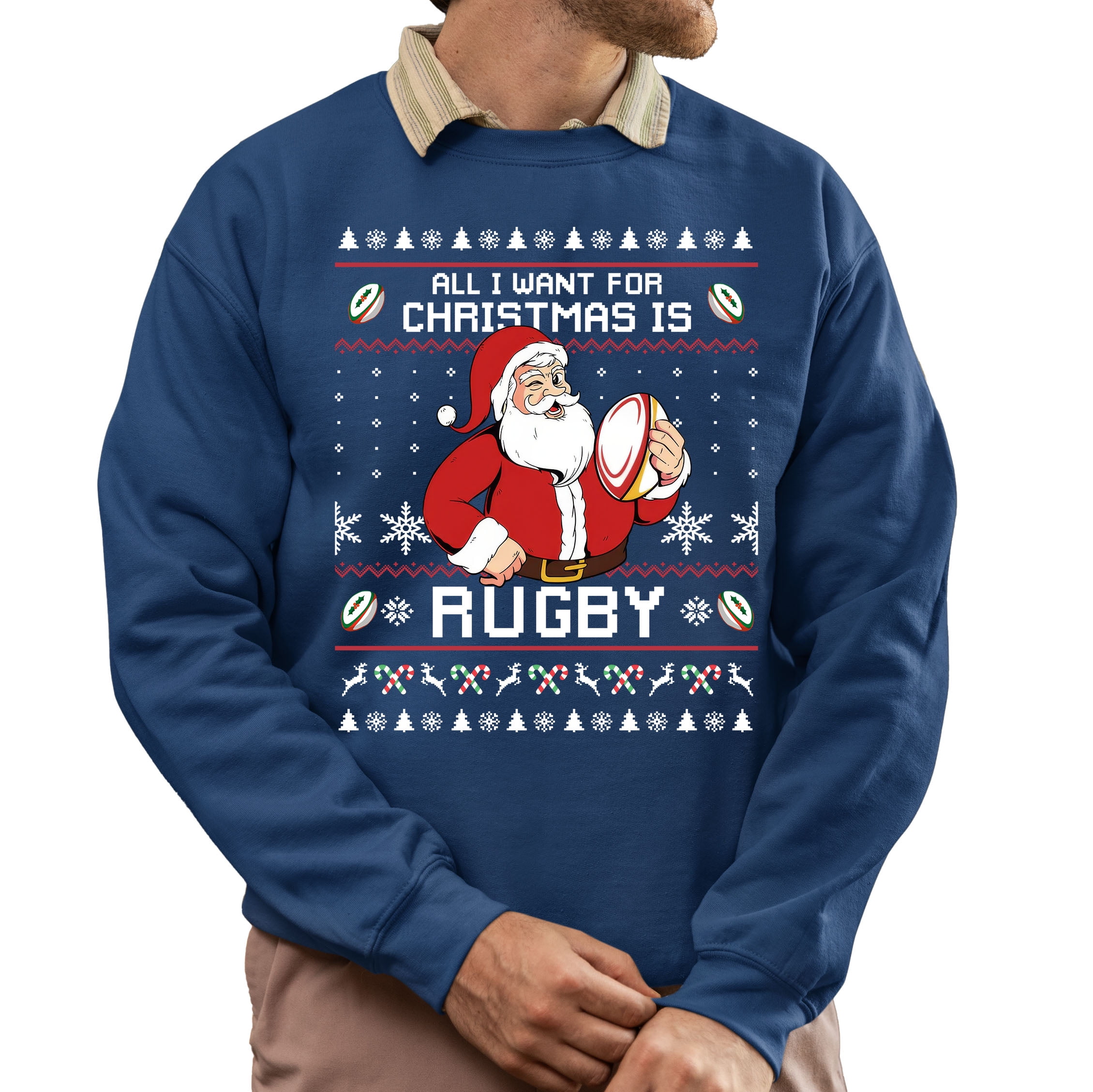 Christmas Sweatshirt, All I Want for Christmas is Rugby Ugly Holiday  Sweatshirt, Festive Santa Rugby Fan Jumper, Christmas Gameday Apparel for  Men & Women, Unique Xmas Gift - Walmart.com