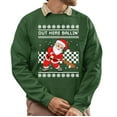thumbnail image 1 of Christmas Sweatshirt, Men's Santa Out Here Ballin' Holiday Ugly Christmas Sweatshirt, Funny Dabbing Santa Baseball Sweatshirt, Festive Crewneck for Parties & Gifts, 1 of 5