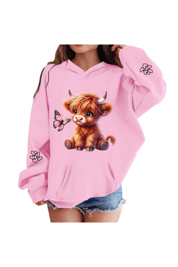 Christmas Sweatshirt Print g_irls Hooded Sweatshirt Festive Holiday Pullover Cozy Top Soft Warm k_ids Long Sleeve Casual Outfit For Winter Seasonal Party Apparel Christmas Sweater