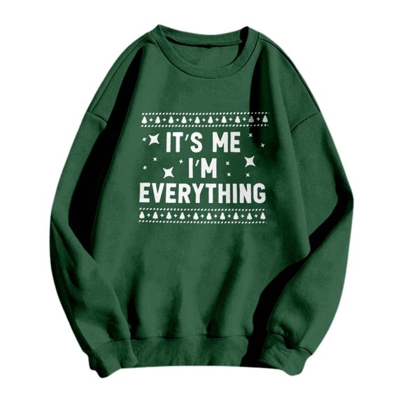 Christmas Sweatshirt Printed Couple Crew Neck Hoodless Sweatshirt And Christmas Hoodies Dark Green S