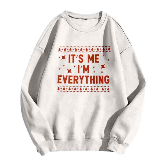 Christmas Sweatshirt Printed Couple Crew Neck Hoodless Sweatshirt And Christmas Hoodies White S