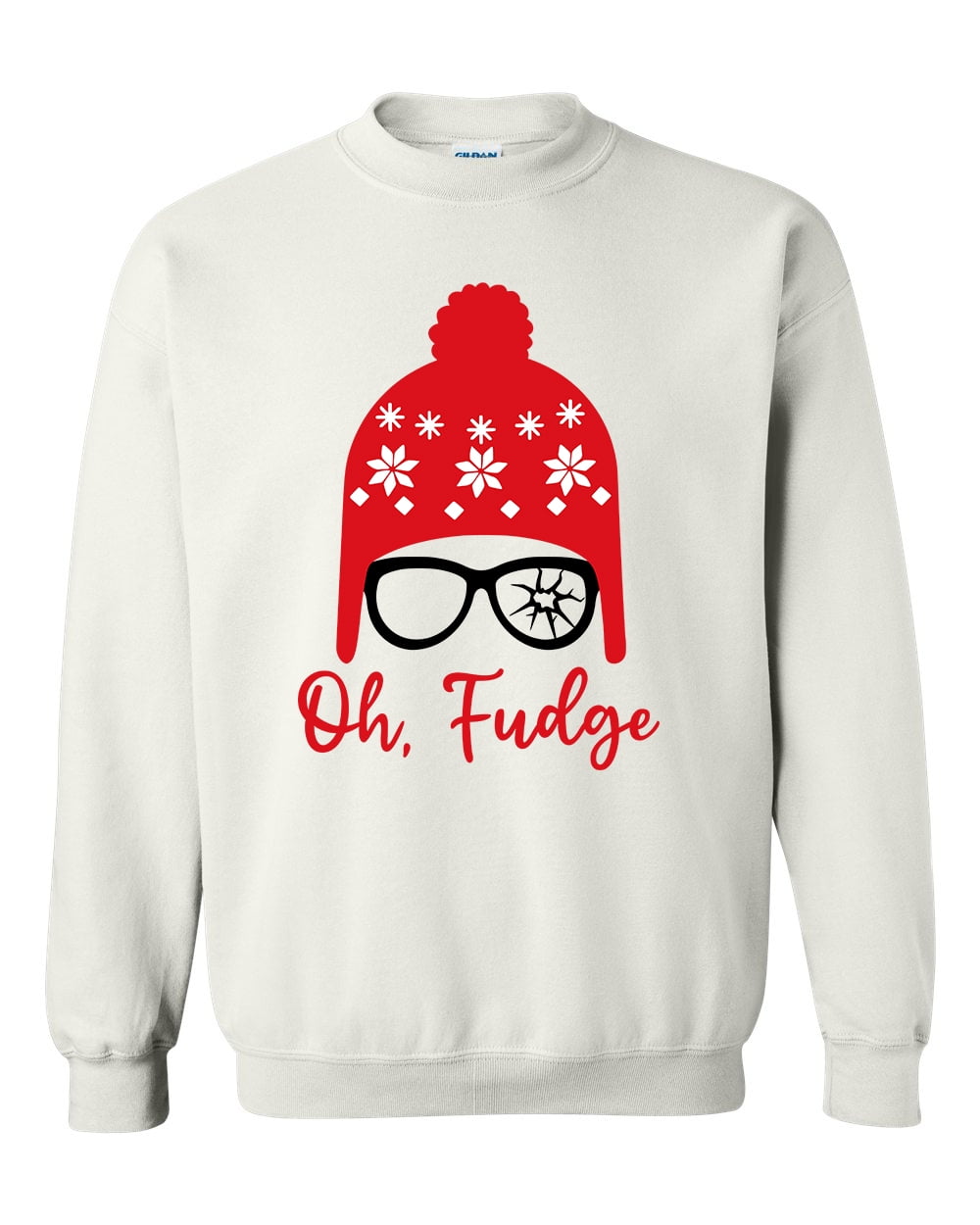 Christmas Sweatshirt Ralphie Oh Fudge Classic Christmas Movie Festive Holiday Christmas Crewneck Sweatshirt White large