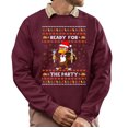 thumbnail image 1 of Christmas Sweatshirt, Ready For The Party Funny Thanksgiving Turkey Sweatshirt, Witty Holiday Sweatshirt, Unique Autumn Gift for Women & Men, 1 of 5