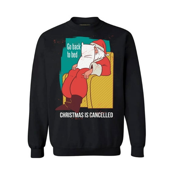 Christmas Sweatshirt Unisex Holiday Season Top Merry Xmas 2020 Funny Santa Go Back to Bed Sweater for Women Men