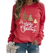 UKAP Christmas Sweatshirt Women Casual Crewneck Long Sleeve Holiday Shirts Fall Winter Pullover Top