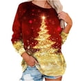 thumbnail image 1 of Christmas Sweatshirt For Women Crewneck Loose Fit Shirts Santa Tree Sweatshirt Classic Casual Top Pollover Shirts Round Neck Comfort Trendy Outwear Fall And Winter Clothes, 1 of 8