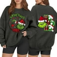 thumbnail image 1 of Christmas Sweatshirt Women Santa Claus Graphic Crewneck Oversized Xmas Holiday Pullover Dark Gray Medium, 1 of 5