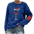thumbnail image 1 of Christmas Sweatshirt Women Wine Glass Santa Hat Graphic Pullover Long Sleeve Casual Crewneck Holiday Tops, 1 of 3