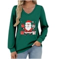 thumbnail image 1 of Christmas Sweatshirt Womens Santa Shirts V Neck Pullover Ugly Xmas Holiday Shirt Long Sleeve Tops Lightweight, 1 of 5