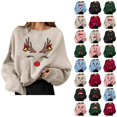 thumbnail image 1 of Christmas Sweatshirt for Men Women Long Sleeve Crewneck Loose Casual Funny Reindeer Face Graphic Sweatshirts Pullover Tops, 1 of 7