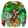 thumbnail image 1 of Men Christmas Sweatshirt Xmas Crewneck Long Sleeve Sweatshirt with Humorous Graphic Loose Fit for Xmas Plus Size Christmas Shirts Green L, 1 of 4