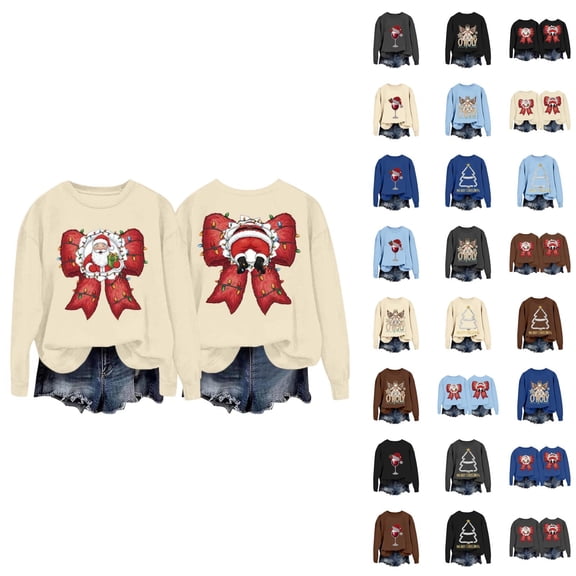 Christmas Sweatshirt for Women 2025 Long Sleeve Crewneck Xmas Graphic Pullover Top