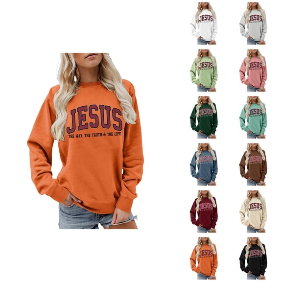 Christmas Sweatshirt for Women 2026 Fall Winter Long Sleeve Crewneck Bible Verse Christian Sweat Shirts Pullover Top