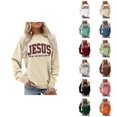 thumbnail image 1 of Christmas Sweatshirt for Women 2026 Long Sleeve Crewneck Jesus The Way The Truth The Life Christian Sweat Shirts Pullover Top, 1 of 4