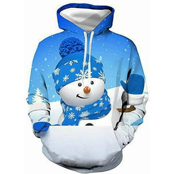 Christmas Sweatshirt for Women Christmas Snowman Long Sleeve Hoodies Xmas Holiday Party Pullover Sweater Tops with Pockets