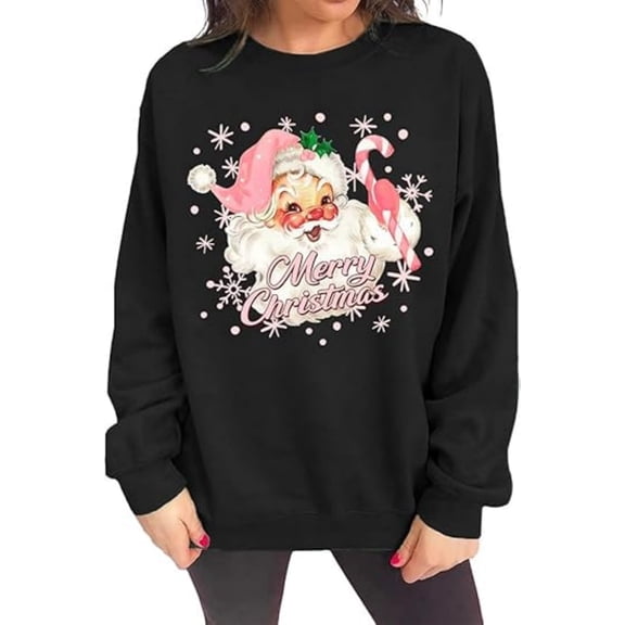 Christmas Sweatshirt for Women Funny Merry Christmas Graphic Top Cute Long Sleeve Shirt Winter Gift
