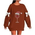 thumbnail image 1 of Christmas Sweatshirt for Women Funny Wine Glass Print Pullover Long Sleeve Holiday Tops Casual Winter Sweaters, 1 of 4