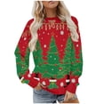 thumbnail image 1 of Christmas Sweatshirt for Women Funny Xmas Tree Graphic Holiday Party Tops Crewneck Long Sleeve Fall Basic Tees Shirt, 1 of 9
