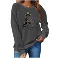 thumbnail image 1 of Christmas Sweatshirt for Women Long Sleeve Crewneck Printed Pullover Top Dark Gray-1 L, 1 of 8