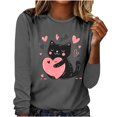 thumbnail image 1 of Christmas Sweatshirt for Women Meowy Christmas Pullover Cat Lover Xmas Tops Merry Catmas Sweater, 1 of 2