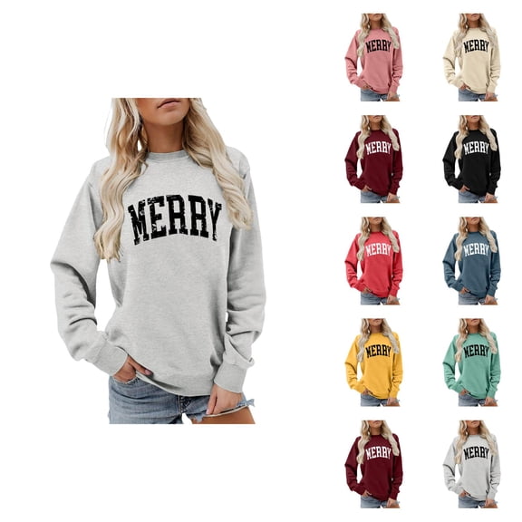Christmas Sweatshirt for Women,Merry Sweatshirt Glitter Pach Merry Shirt Xmas Overzise Pullover Tops