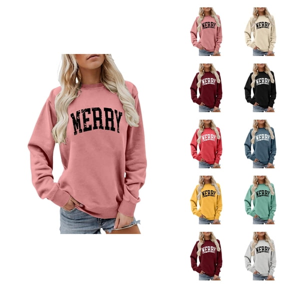Christmas Sweatshirt for Women,Merry Sweatshirt Glitter Pach Merry Shirt Xmas Overzise Pullover Tops