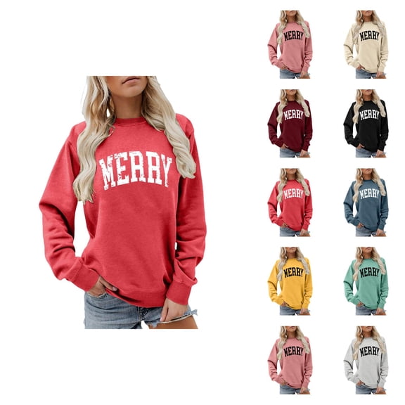 Christmas Sweatshirt for Women,Merry Sweatshirt Glitter Pach Merry Shirt Xmas Overzise Pullover Tops