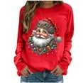 thumbnail image 1 of Christmas Sweatshirt for Women Santa Claus Snug Long Sleeve Crew Neck Hoodies Red S, 1 of 4