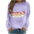 thumbnail image 1 of Christmas Sweatshirt for Women Santa Claus Snug Long Sleeve Crew Neck Pullover Purple 2XL, 1 of 4