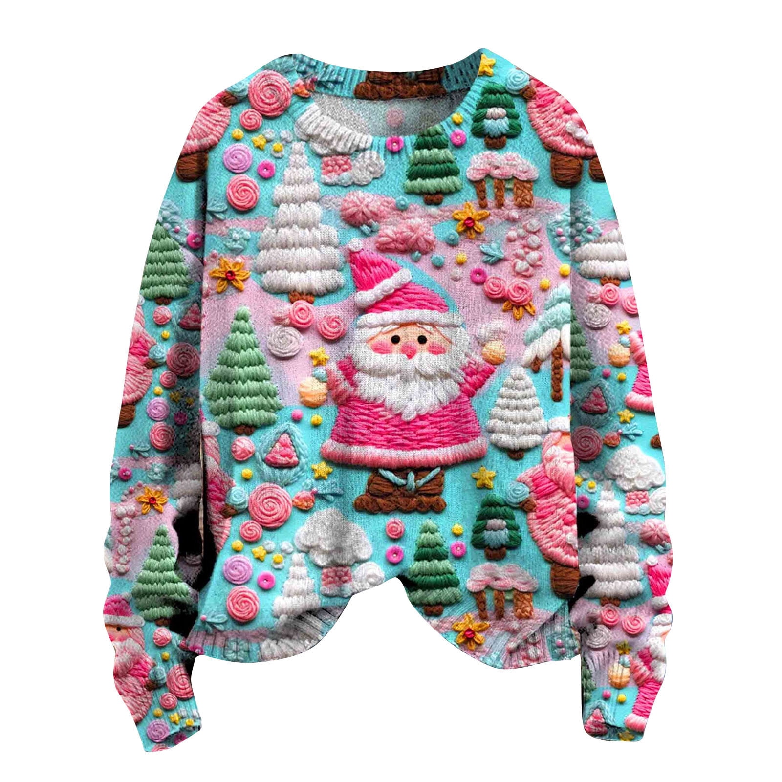 Christmas Sweatshirt for Women Tree Print Pullover Sweater Crewneck Long Sleeve Tops Casual Womens Knit Shirt