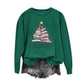 thumbnail image 1 of Christmas Sweatshirt for Women Tree Printed Crewneck Long Sleeve Pullover Tops Olive Green-1 S, 1 of 6