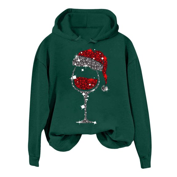 Christmas Sweatshirts Fall Winter Printed Women'S Hooded Hoody Hoodies for Women Green S