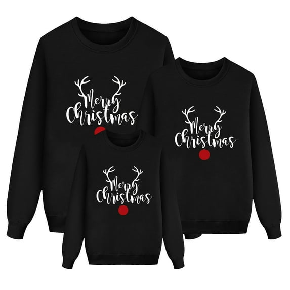 Christmas Sweatshirts for Family Family Matching Christmas Outfits Round Neck Tops Pullover Long Sleeve Funny Merry Christmas Printed Christmas Matching Sweaters Mommy and Me Christmas Outfits Dad