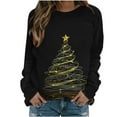 thumbnail image 1 of Christmas Sweatshirts For Women Crew Neck Long Sleeve Christmas Tree Graphic Print Pullover Funny Festival Outfits (M, Gold-A), 1 of 5