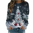 thumbnail image 1 of Christmas Sweatshirts For Women Crew Neck Long Sleeve Christmas Tree Graphic Print Pullover Funny Festival Outfits (XL, Gray-A), 1 of 5